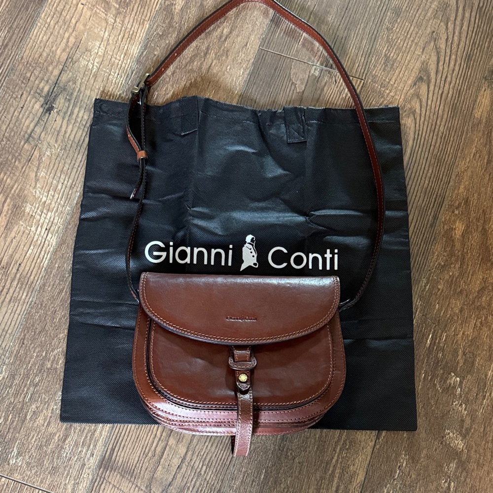Gianni Conti Brown Leather Crossbody Bag
